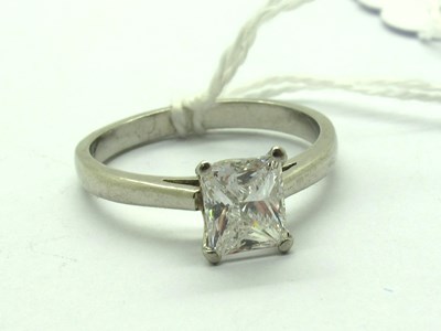 Lot 215 - A Modern 950 Platinum Radiant Cut Single Stone...