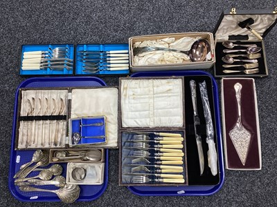 Lot 167 - A Selection of Plated Cased and Loose Cutlery,...