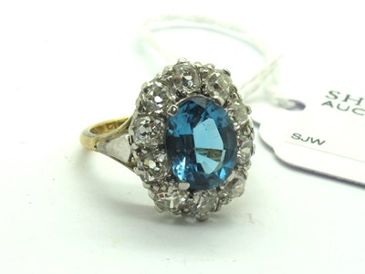 Lot 224 - A Large Vintage Diamond and Blue Topaz Cluster...