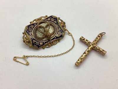 Lot 93 - A 9ct Gold Cross Pendant, allover textured...
