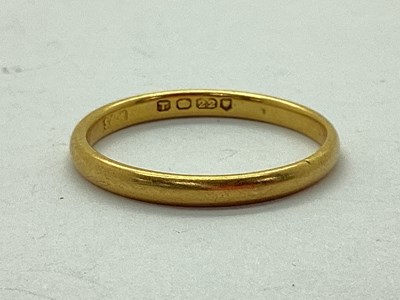 Lot 47 - A 22ct Gold Plain Wedding Band, (finger size...