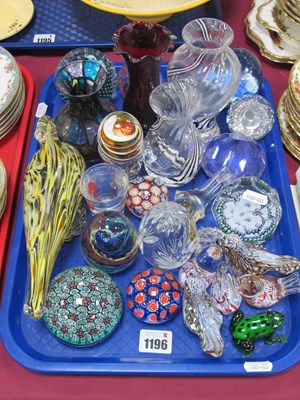 Lot 1196 - Glassware, to include many paperweights,some...