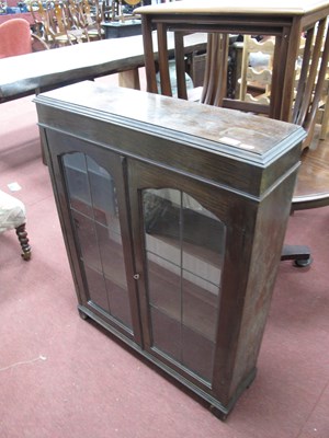 Lot 1583 - 1930s Oak Bookcase, with leaded glazed doors,...