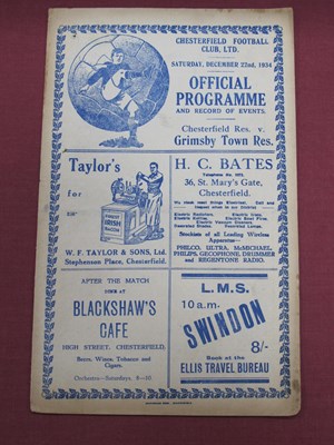 Lot 581 - 1934-5 Chesterfield reserves v. Grimsby Town...