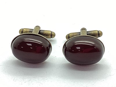 Lot 226 - A Pair of Cherry Amber Coloured Cufflinks,...