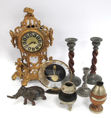 Lot 1380 - Coral West German Mantel Clock, Mercedes...