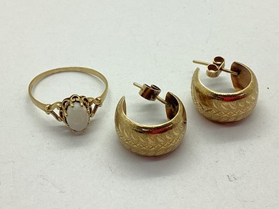 Lot 101 - A Pair of 9ct Gold Wide Half Hoop Earrings, of...