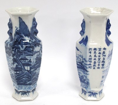 Lot 1369 - Pair of Chinese Blue-White Hexagonal Shaped...