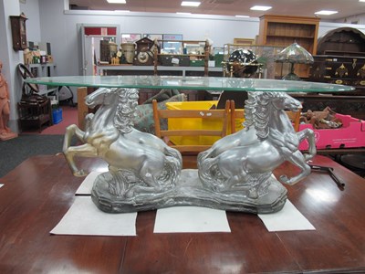 Lot 1619 - Late XX Century Glass Oval Topped Coffee Table,...