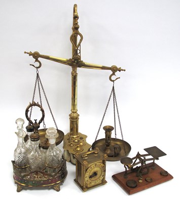 Lot 1384 - Librasco Brass Scales with Weights Inset to...
