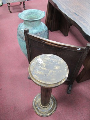 Lot 1608 - Oak Firescreen, large pottery urn (rim chip),...