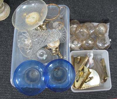 Lot 1154 - Brass Wall Lights, glass shades, vases, etc.
