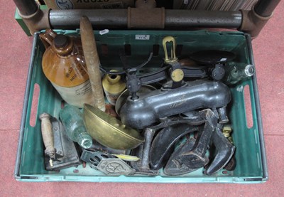 Lot 1110 - XIX Century Flat Irons, XIX Century Bottle...