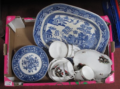 Lot 1114 - XIX Century Blue-White Willow Pattern Meat...