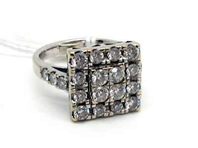 Lot 220 - A Large Diamond Set Square Panel Ring, set...