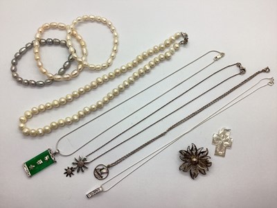 Lot 135 - A Selection of "925" and Other Pendants, to...