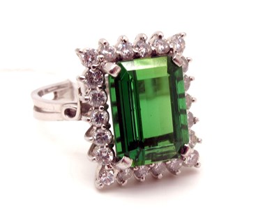 Lot 143 - A Large Tourmaline and Diamond Set Rectangular...