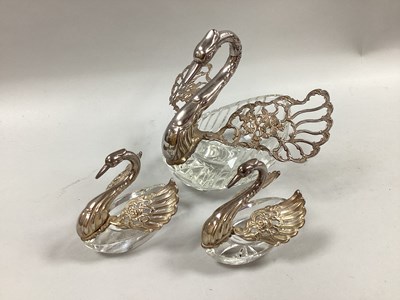 Lot 2 - A 1960's Hallmarked Silver Mounted Glass Swan...