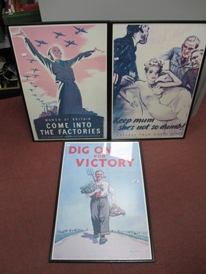 Lot 1004 - Three Reproduction W.W.II Posters, framed...