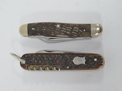 Lot 1365 - Two Multi Tool Folding Pocket Knives, brass...
