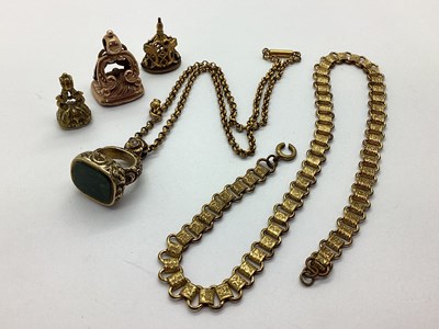 Lot 215 - Antique Seal Fob Pendants, antique chain etc.