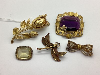 Lot 145 - A Decorative Rose Spray Brooch, gilt stamped...