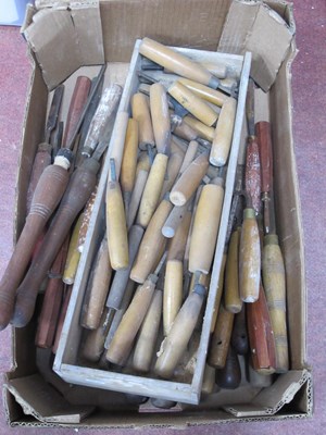 Lot 1188 - Chisels, etc, all with turned wooden handles:-...