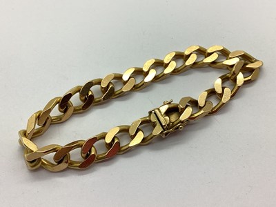 Lot 65 - A Flat Curb Link Bracelet, to snap clasp,...