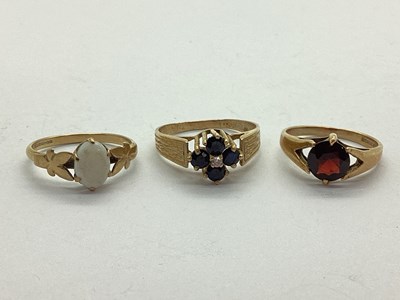 Lot 60 - Three 9ct Gold Dress Rings, each with claw set...