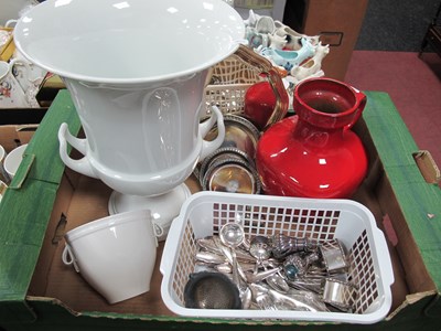 Lot 1084 - White Pottery Urn, plated German cutlery,...