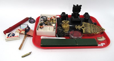 Lot 1376 - Ebonised Desk Stand, with carved elephants,...