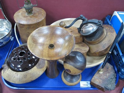 Lot 1433 - Geoff Peace (Wakefield); A Burr Elm Table Lamp,...