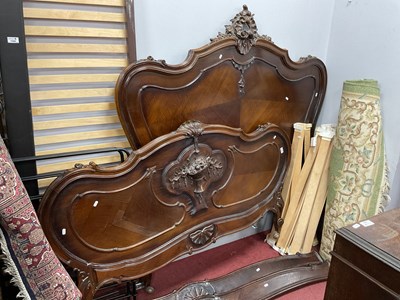 Lot 1581 - Late XIX Century Walnut Double Bed, with shell...