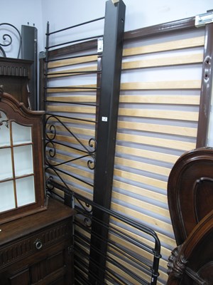 Lot 1580 - Late XX Century Black Metal Single Bed Frame.