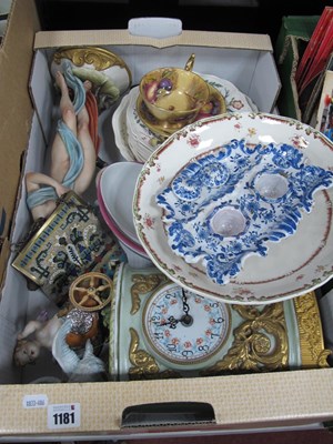 Lot 1181 - Ceramic Clock, with cherub on chariot...