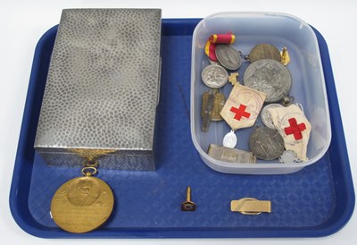 Lot 1336 - Tudric Pewter Cigarette Box, silver hallmarked...
