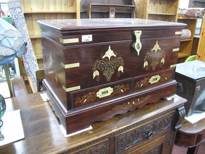 Lot 1598 - Brass Inlaid Hardwood Box, with fitted...