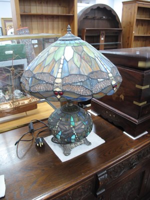 Lot 1597 - Tiffany Style Table Lamp, with coloured panels...