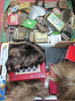 Lot 1038 - Chess, tins, wigs, onyx goblets, etc:- Two Boxes.