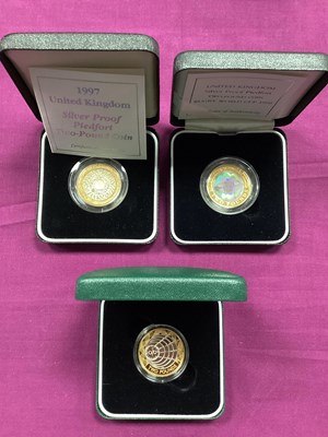 Lot 634 - Three Royal Mint GB Silver Proof £2 Coins,...