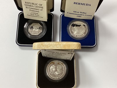 Lot 627 - Three Royal Mint Silver Proof Coins, includes...