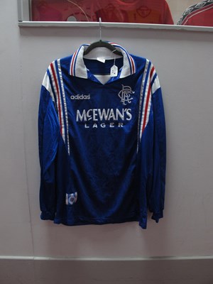 Lot 313 - Glasgow Rangers 1996-7 Blue Adidas Match Shirt...