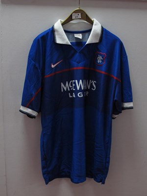 Lot 312 - Glasgow Rangers 1997-8 Nike Blue Match Shirt,...