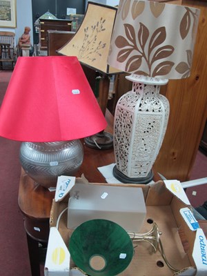 Lot 1602 - Lamps to include large white painted ceramic...
