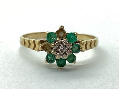 Lot 25 - A 9ct Gold Stone Set Cluster Ring, (hallmark...