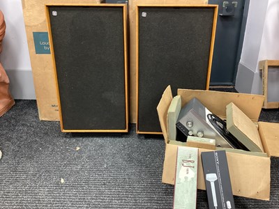 Lot 1083 - Mordaunt-Short pair of teak finished speakers...