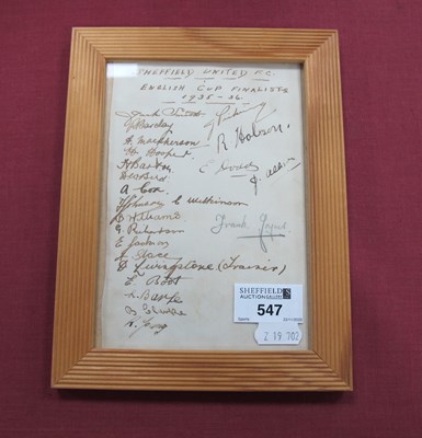 Lot 547 - Sheffield United 1935-6 Autographs,...