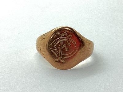 Lot 24 - A 9ct Rose Gold Signet Ring, initialled oval...