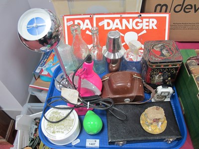 Lot 1407 - Habitat Lamp, novelty clocks, camera, scales,...