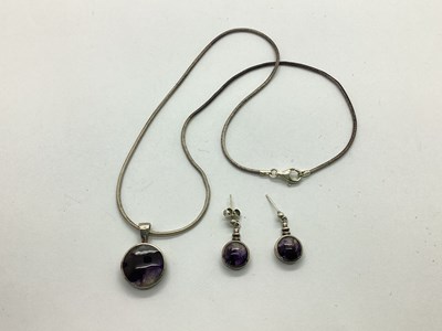 Lot 134 - A Hallmarked Silver Blue John Inset Pendant,...